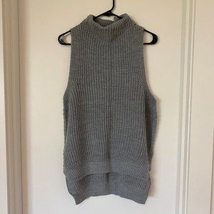 Gray Sleeveless Mockneck Sweater